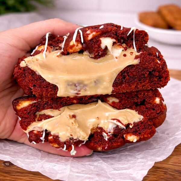 Red Velvet Cookie with White Chocolate and Hazelnut – Brazilian Style